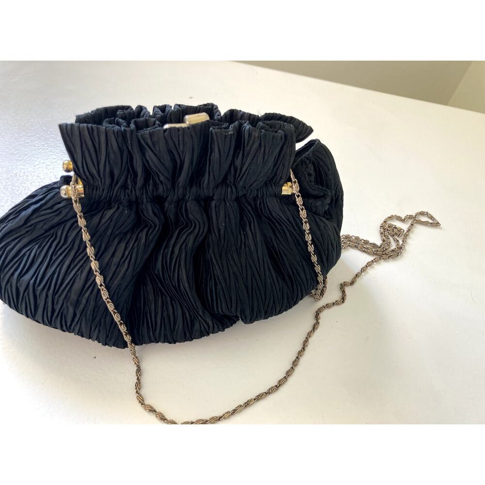 Vanessa black chiffon oyster bag classy af